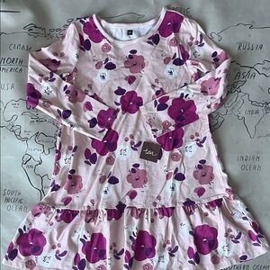 Tea Collection Pink and Purple Floral Kids Dress
